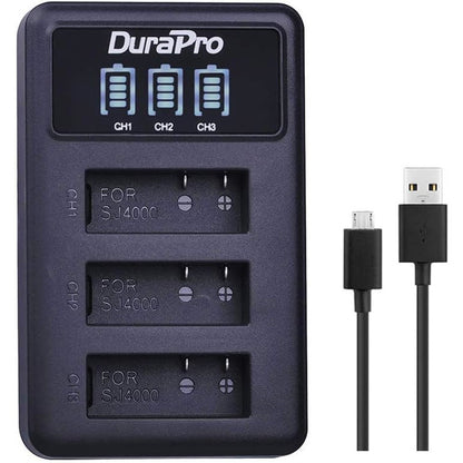 Set de 3 acumulatori PG1050 SJ4000 1180 mAh cu incarcator USB display LCD pentru AKASO EK5000 EK7000 SJCAM SJ4000 SJ5000 EKEN M10 4 carate H8 H9 H9R H8R GIT-LB101 GIT PG900