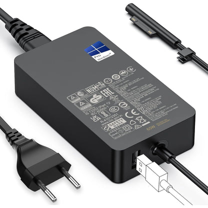 Incarcator tableta/laptop Surface Pro 11/10/9/8/7+/7/6/5/4/3/X, Windows Surface Laptop 7/6/4/4/3/2, Studio I5, Surface GO 4/3/2, Surface Book 3/2/1, 65W, cu iesire USB, negru