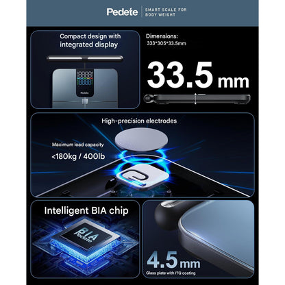 Cantar inteligent corporal 8 electrozi cu manere, analiza profesionala 45+ parametri (grasime, masa musculara, IMC), BIA Dual Frequency, monitor ritm cardiac, bluetooth si aplicatie A&P Health, ecran LED, 180 kg, pentru fitness si sanatate