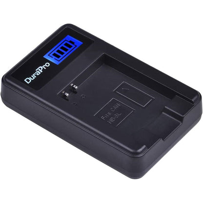 Set de 2 acumulatori NB-6L/NB-6LH 1300 mAh cu incarcator cu display LCD, compatibil Canon Powershot SX500 IS-, SX710 HS-, SX520 HS-, SX530 HS-, SX510 HS-, S120-, SX700 HS-, SX610 HS-, SX600 HS-, D30- si S95-