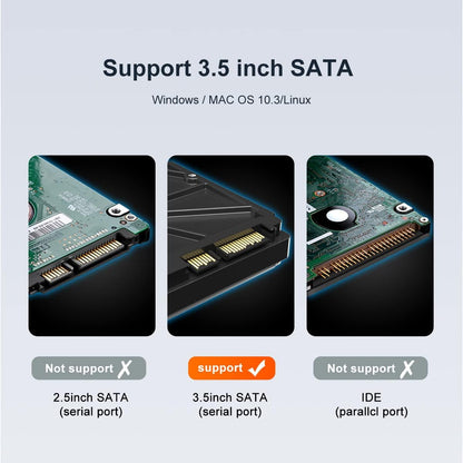 Carcasa rack pentru hard disk SATA 3.5 inch cu 2 sloturi RAID, accepta pana la 36TB, cu ventilator, viteze de pana la 10Gbps, USB cu protocol UASP, din aluminiu, compatibil Windows / Linux / Mac OS