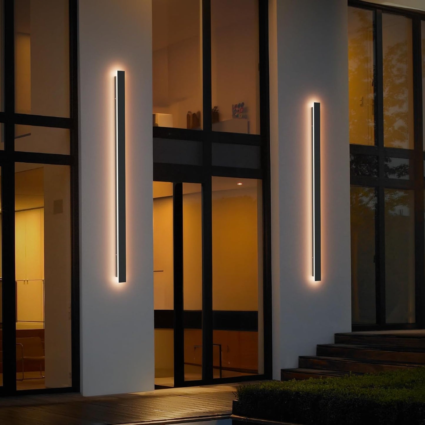 Aplica liniara LED de perete, 120 cm lungime, 35 W, lumina calda 3000 K, impermeabila IP65, corp din metal si abajur acrilic, pentru casa, curte si gradina