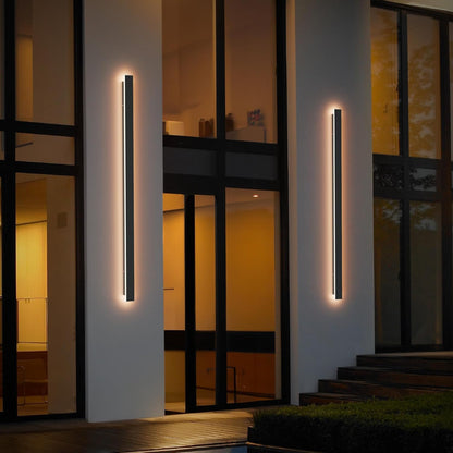 Aplica liniara LED de perete, 120 cm lungime, 35 W, lumina calda 3000 K, impermeabila IP65, corp din metal si abajur acrilic, pentru casa, curte si gradina