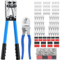 Set cleste de sertizare 6-50 mm² cu 100 bucati terminale AWG 10, 8, 6, 4 SC6-6 - SC25-8, cu cleste de taiat cabluri si tuburi termocontractile, Proster