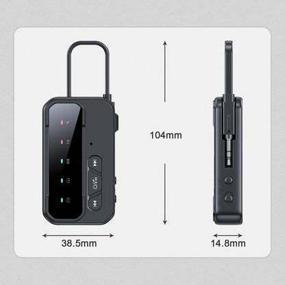Adaptor Bluetooth 5.4 audio Wireless 2 in 1 TX/RX, pentru avion si masina, compatibil 2 casti Bluetooth/AirPods, Jack AUX 3.5 mm, pentru TV, PC, Laptop, boxe si sisteme audio vechi, latenta redusa, baterie reincarcabila
