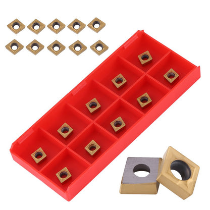 Set 10 placute amovibile pentru strunjire, insertie de carbura, CNC, CCMT060204-HM YBC251, accesorii strung, cu cutie