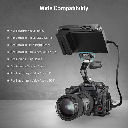 Suport monitor cu adaptor cold shoe si surub 1/4 inch, rotativ 360° si cu inclinare 180°, reglabil, cu surub de fixare, Smallrig 2905B