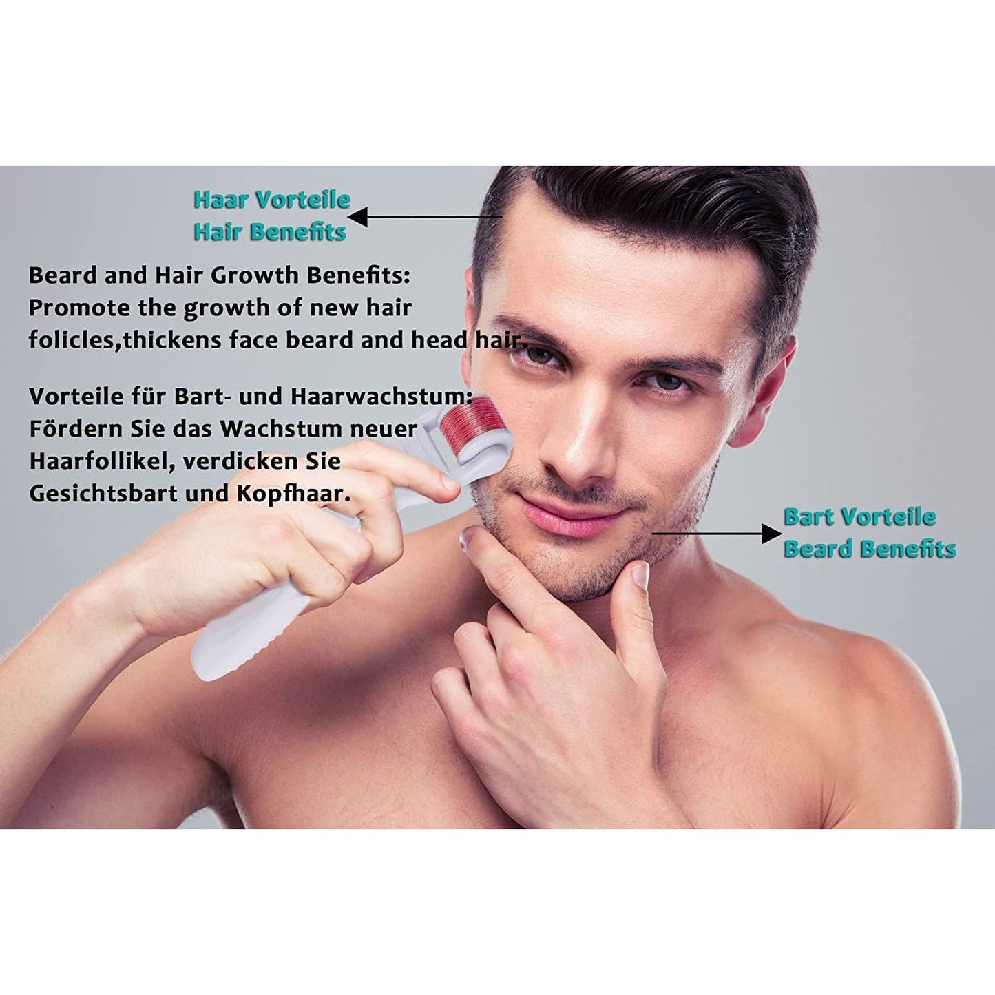 Rola Dermatologica 7 in 1 Dermaroller cu capete interschimbabile Roller Jade, Ice Roller, pentru intinerirea pielii, ingrijirea fetei, antirid, caderea parului, cresterea barbii, masaj, negru