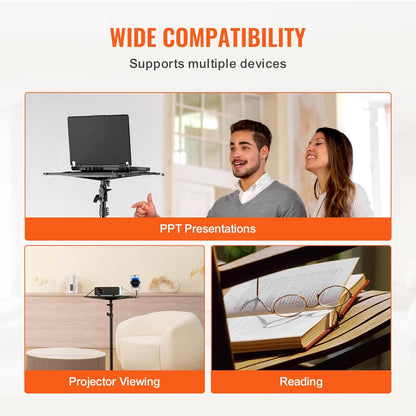 Suport pentru videoproiector sau laptop cu trepied, inaltime reglabila 68 - 160 cm, suport telefon gooseneck, unghi reglabil 180°, portabil, design pliabil, capacitate 5 kg, pentru proiector, tableta, mixer, laptop, partitura, negru