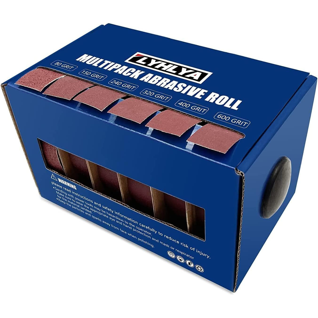 Set de 6 role smirghel 2, 5 cm x 8 m cu dozator, hartie abraziva pentru finisare mobila din lemn si lustruire auto, granulatii multiple 80/150/240/320/400/600, ideal pentru slefuire manuala si proiecte DIY