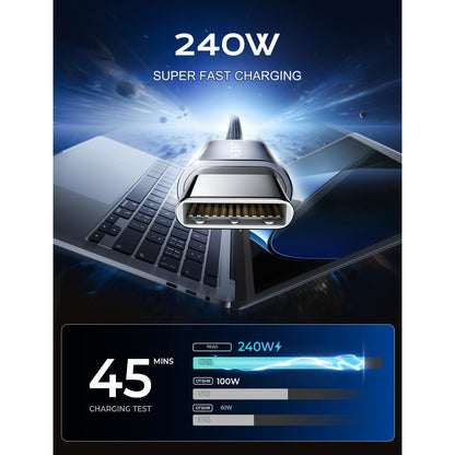Set 3 cabluri de date si incarcare USB C la USB C, 240 W, fast charging 2.0, 3 lungimi diferite, 1x 1 m, 2x 2m, compatibil cu iPhone 15 Pro, Samsung S20, iPad Air/Pro/Mini, Tab, Mi, Xiaomi, Huawei, OnePlus, negru