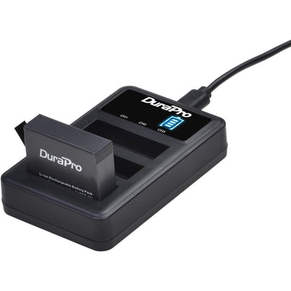 Set 3 acumulatori compatibili GoPro Hero 4, AHDBT-401 1680 mAh si incarcator USB LED cu 3 canale si afisaj LED, pentru camera de actiune
