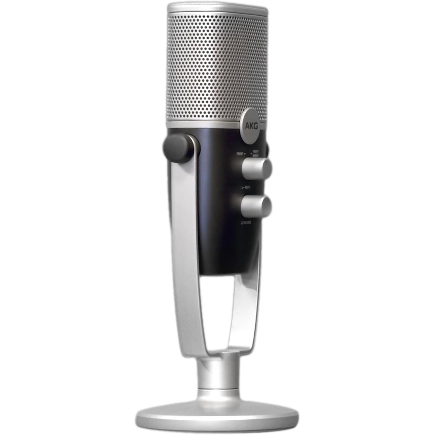 Microfon condensator USB-C AKG Ara, Dual Pattern (Cardioid/Omnidirectional), pentru podcast, streaming, gaming, compatibil Windows/Mac/iOS/Android, albastru/argintiu