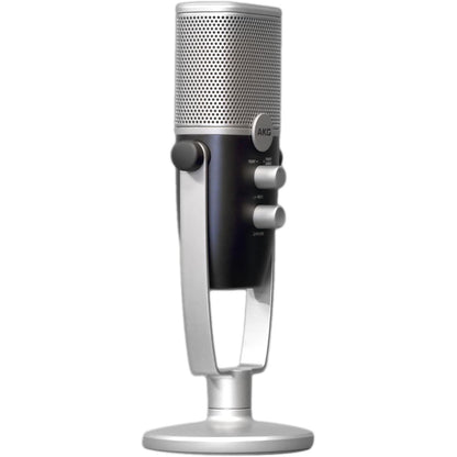 Microfon condensator USB-C AKG Ara, Dual Pattern (Cardioid/Omnidirectional), pentru podcast, streaming, gaming, compatibil Windows/Mac/iOS/Android, albastru/argintiu