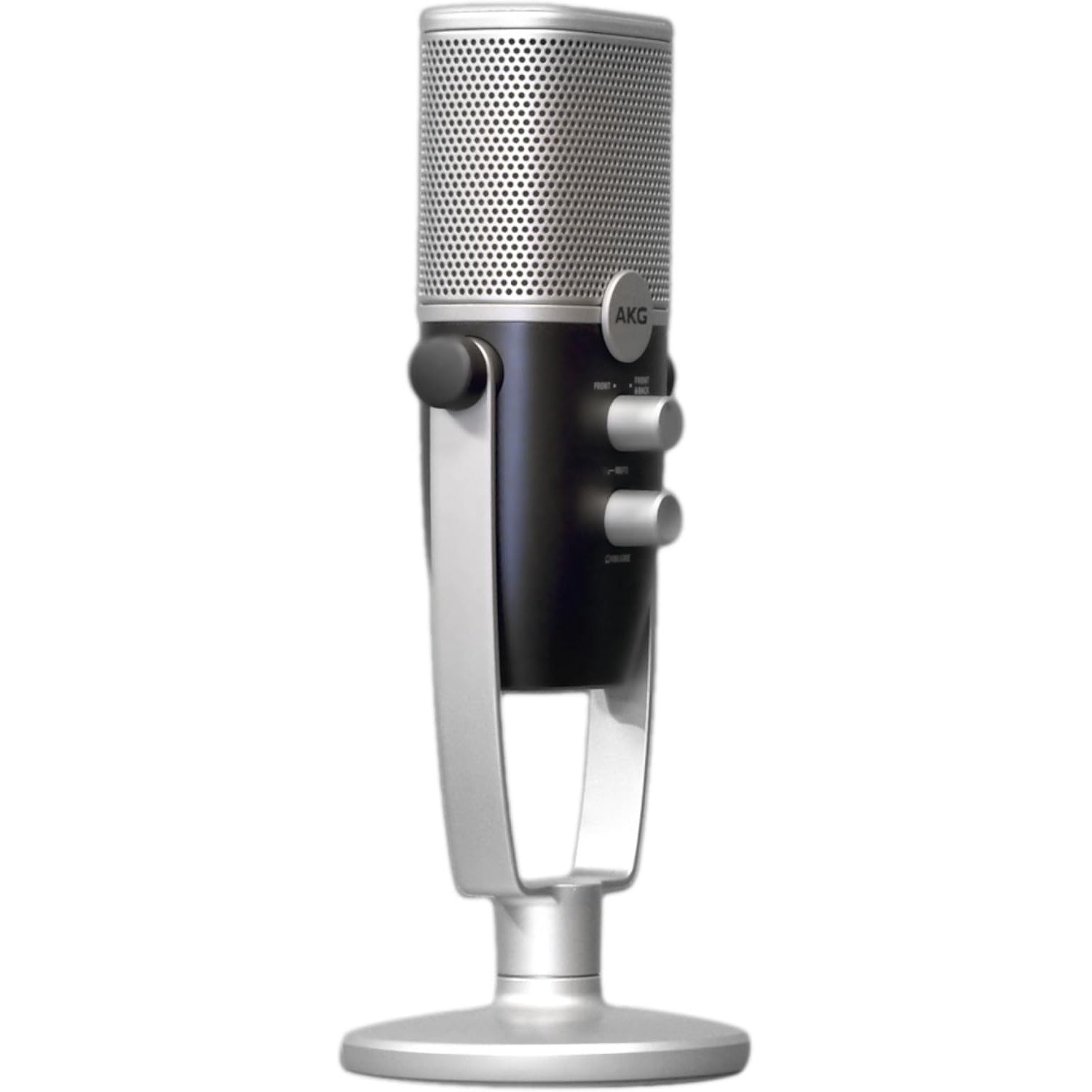 Microfon condensator USB-C AKG Ara, Dual Pattern (Cardioid/Omnidirectional), pentru podcast, streaming, gaming, compatibil Windows/Mac/iOS/Android, albastru/argintiu