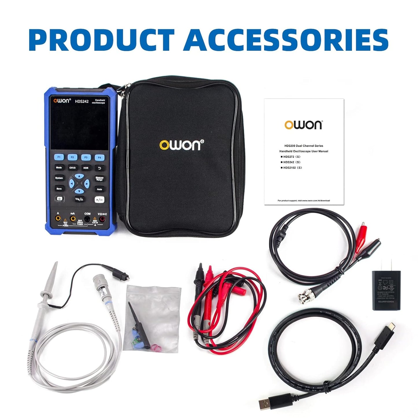 Osciloscop portabil, cu functie multimetru digital cu 20000 counts, ecran 3.5 inch, latime de banda cu 2 canale 40 MHz, 10000wfrms/s, acumulator 4400 mAh, multifunctional