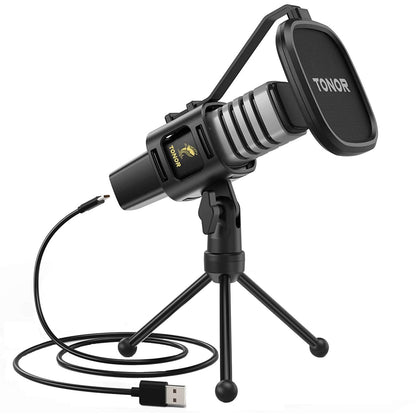 Microfon USB cu suport si filtru pop, Tonor TC30, plug and play, microfon condenser cardidoid pentru inregistrare, streaming, Podcast, Youtube, compatibil PS4, PC, Laptop