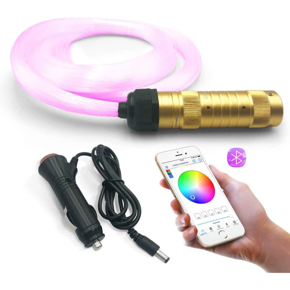 Kit fibra optica plafon instelat RGBW, smart, 200 fire 2 metri 0.75mm, cu control prin Bluetooth cu aplicatie, 16 milioane de culori, functie temporizare, mod muzical