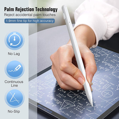 Stylus pen compatibil cu iPad Pro 11, 12, 9 inch, iPad 8, iPad Air 4, iPad Mini 5, iPad 6, 7 iPad Pro 2018-2021, respingere palma, atasare magnetica