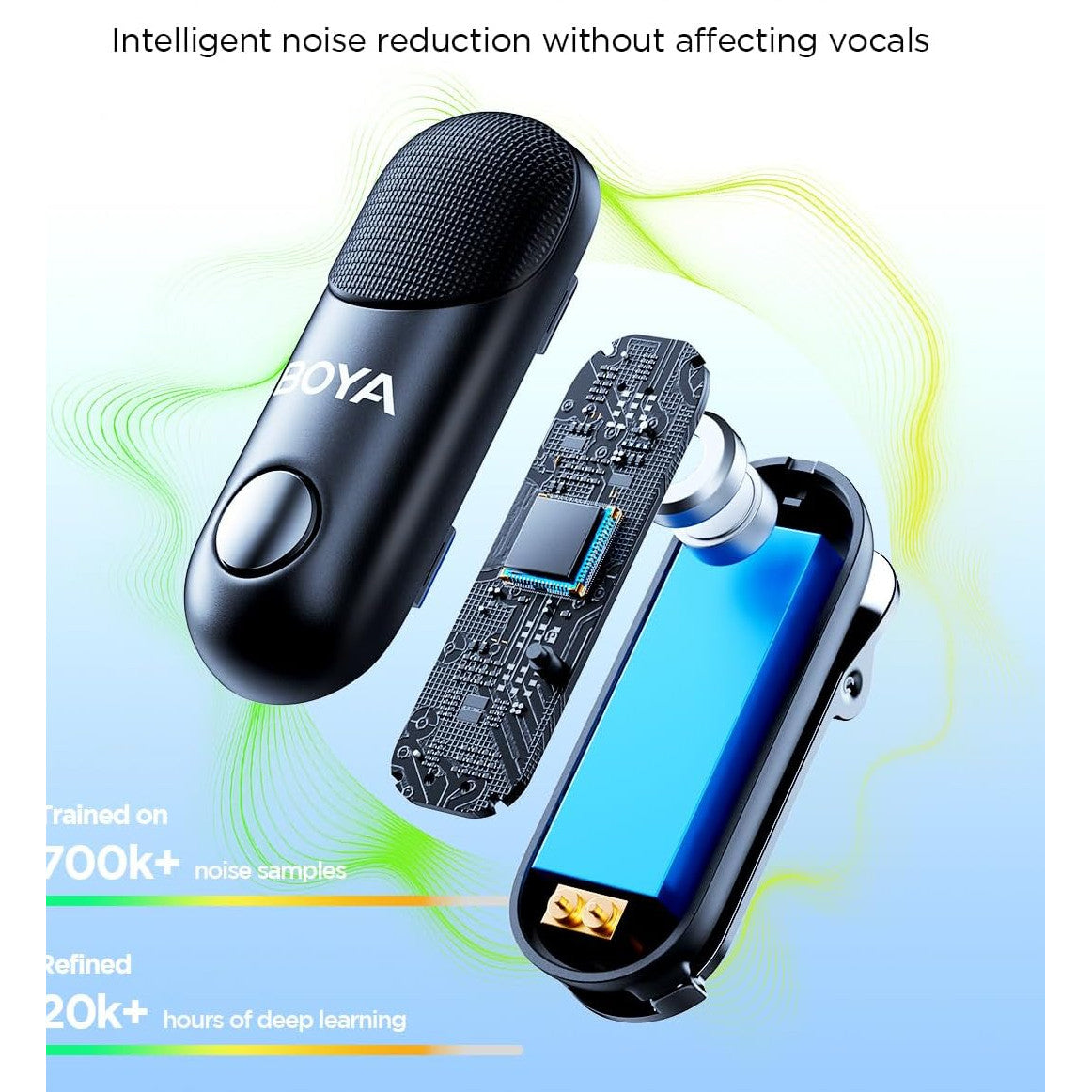 Microfon lavaliera USB-C 4 in 1, microfon wireless multifunctional cu reducere zgomot AI, inregistrare de siguranta, 30 ore durata viata baterie, 100 m distanta transmitere, negru