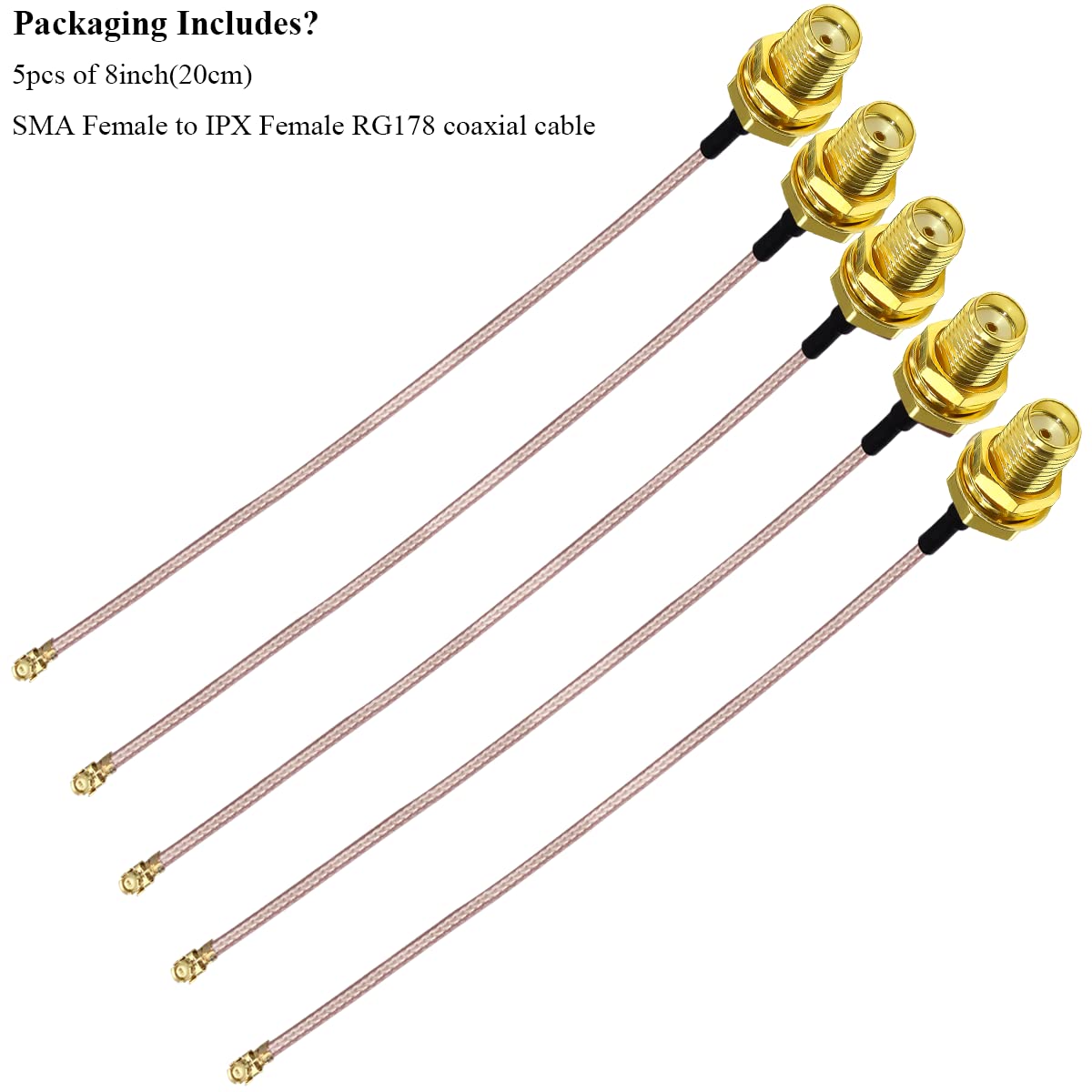 Set 5 cablu adaptor IPX la SMA, SMA tata la U.FL IPX, cablu coaxial RG178 de 20 cm pentru antena, modul GPS, extensie antena WiFi