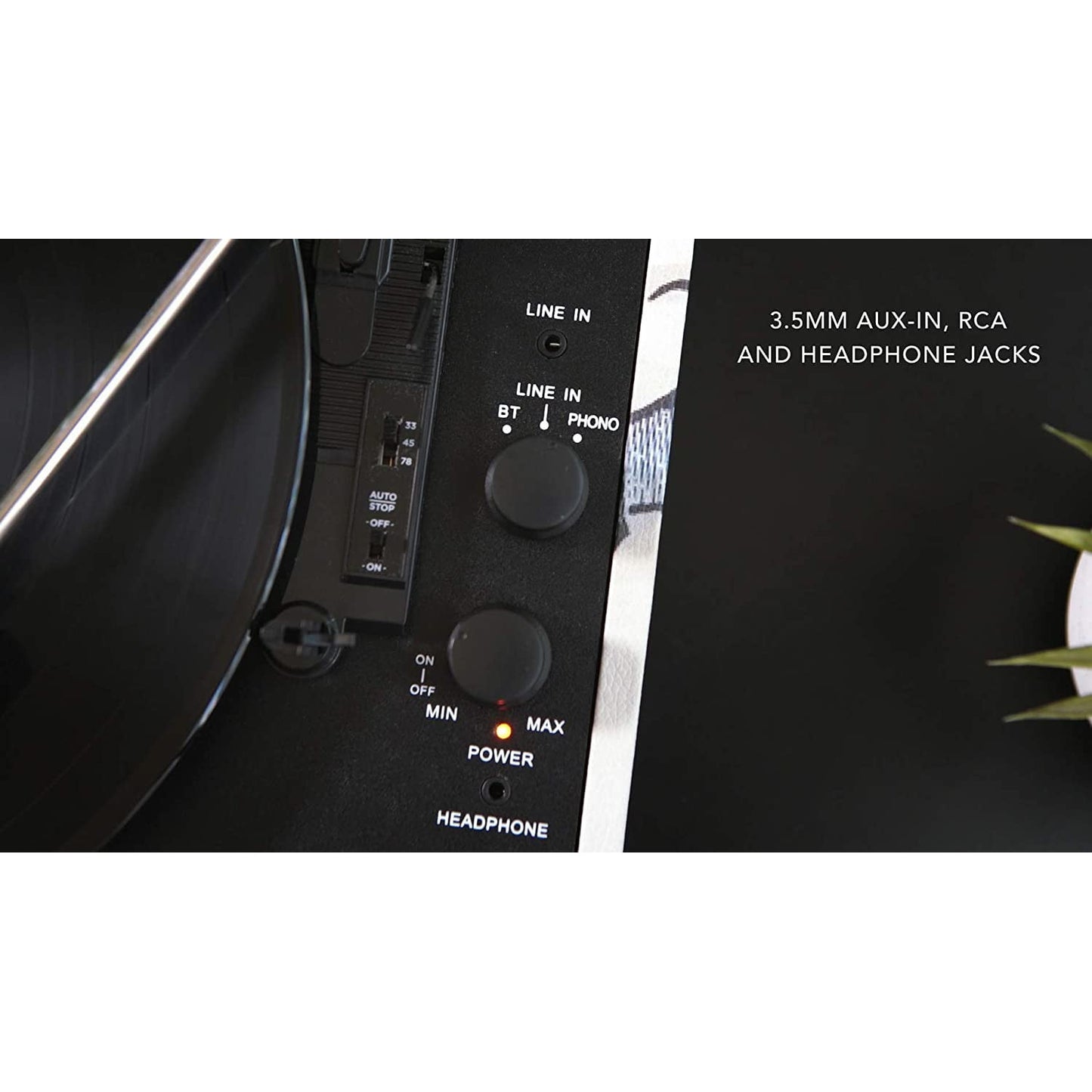 Pick-up tip servieta cu Bluetooth 5.0, difuzoare incorporate, AUX, cu 3 viteze, design steag britanic, Victrola VSC-550BT