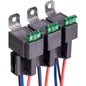 Set 3 releu auto SPST cu siguranta ATO/ATC, 12V 30A, 4 pini, cu priza si cablaj 14 AWG, Gebildetu