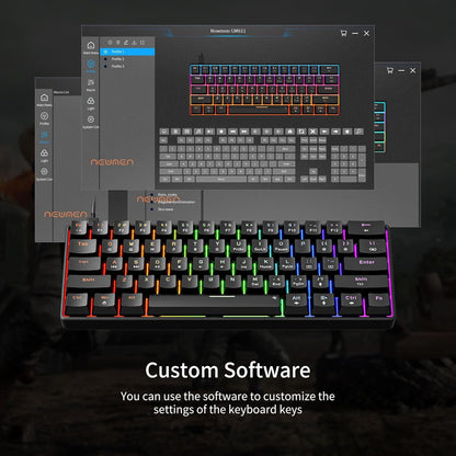 Tastatura gaming mecanica RGB EN (US) compacta 61 taste Blue Switch, Hot Swap, programabila, iluminare LED, pentru PC/Windows
