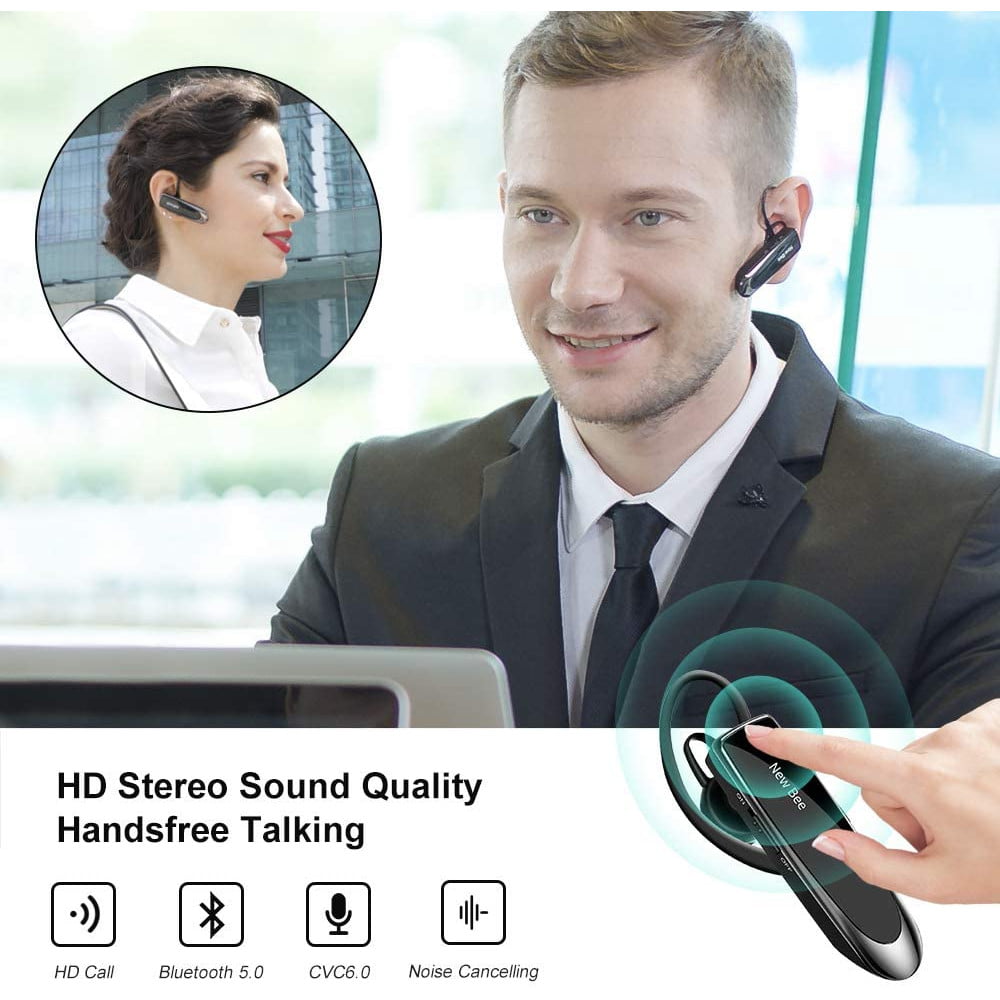 Casca New Bee Bluetooth V5.0 , Handsfree , wireless , Reincarcabile , Stereo , Negru