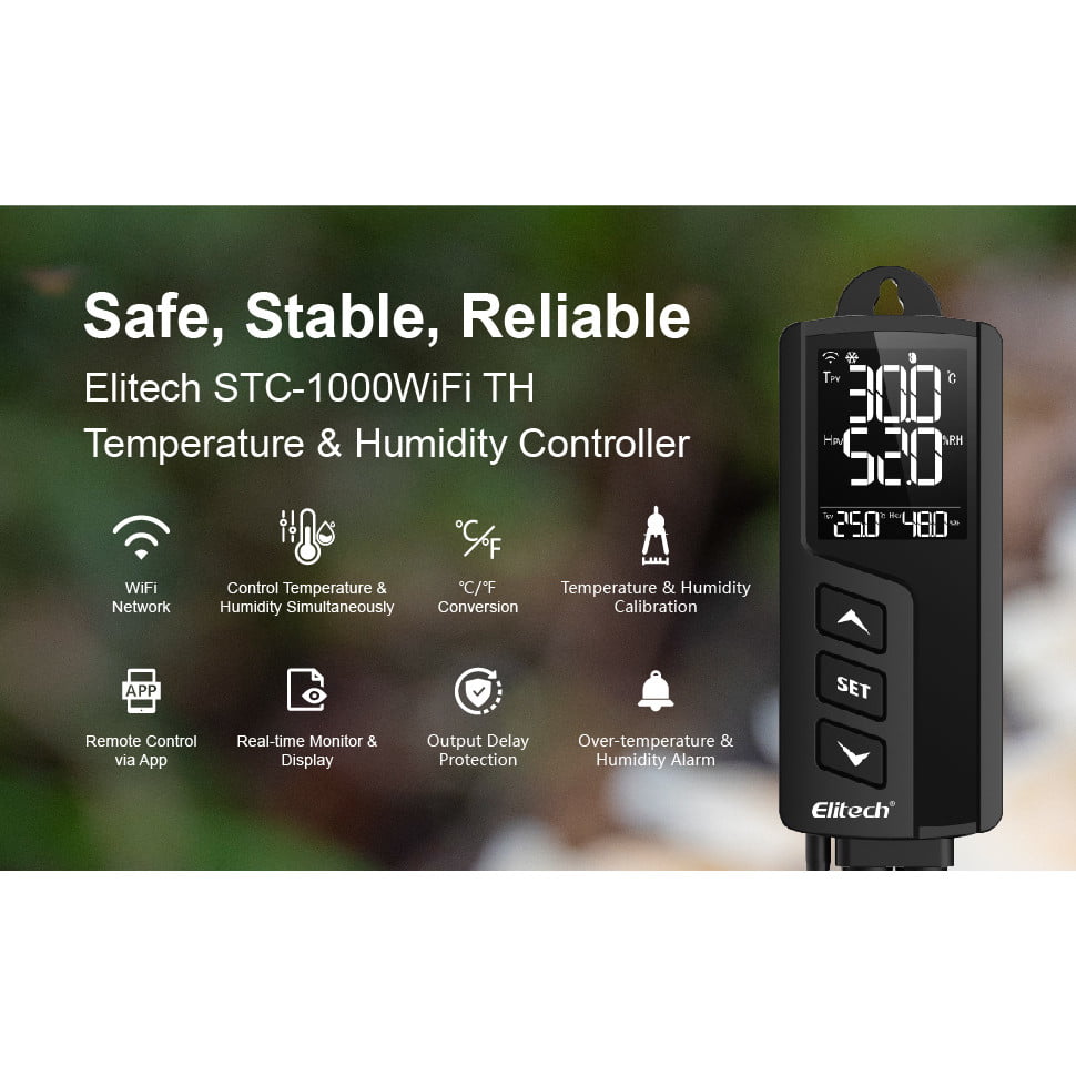 Priza smart, termostat digital Wi-Fi, controler temperatura si umiditate cu 2 iesiri, comutator racire si incalzire, control prin aplicatie, sonda 2 in 1, STC-1000PROTH