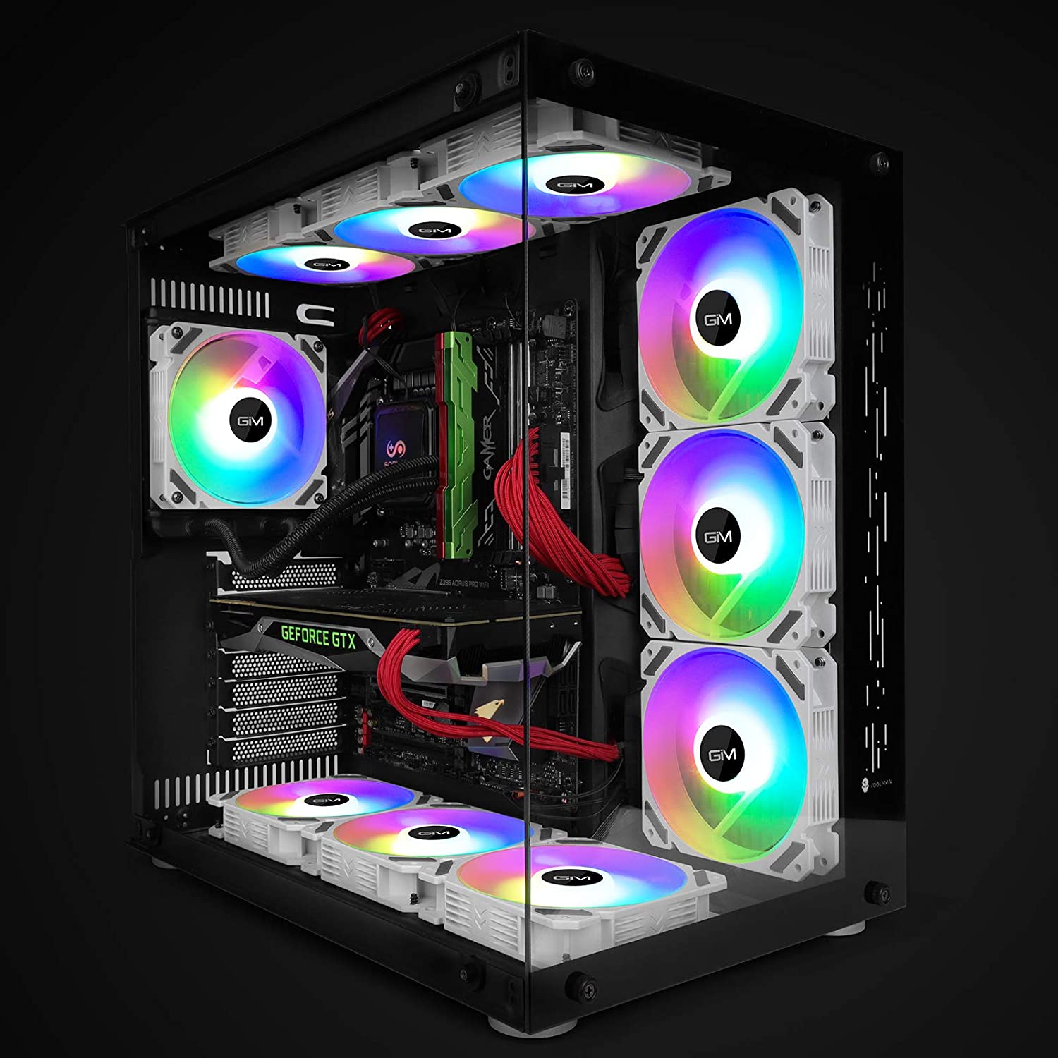 Set 3x ventilator 120mm LED GIM KB-28 RGB cu telecomanda, racire silentioasa si lumini multicolore