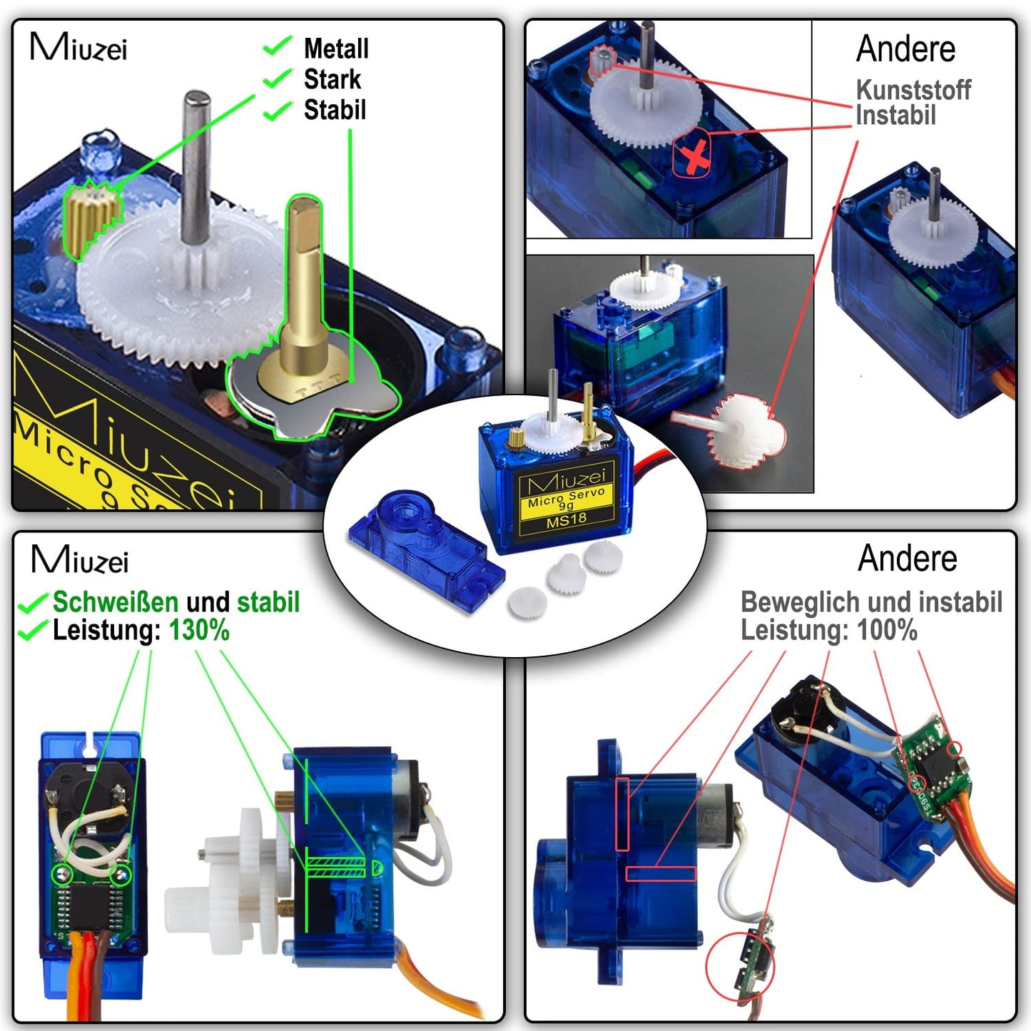 Kit servomotor SG90 9G, 10 bucati, 4.8V - 6.0V, unghi operare 0°-180°, pentru masina RC, Robot, Elicopter, Avion