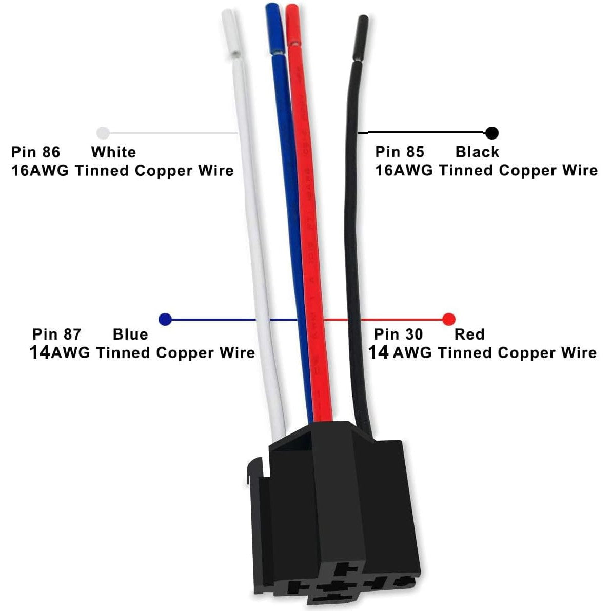Set 3 releu auto SPST cu siguranta ATO/ATC, 12V 30A, 4 pini, cu priza si cablaj 14 AWG, Gebildetu