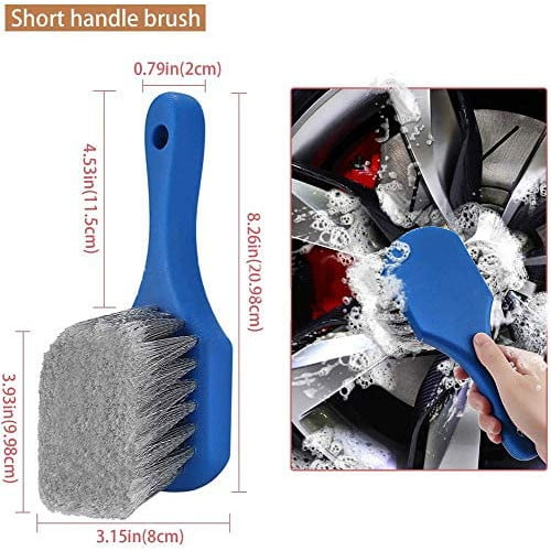 Set perii detailing auto, 11 piese, cu pensule pentru detaliere, perii de sarma, perie moale scurta, perie lunga si laveta
