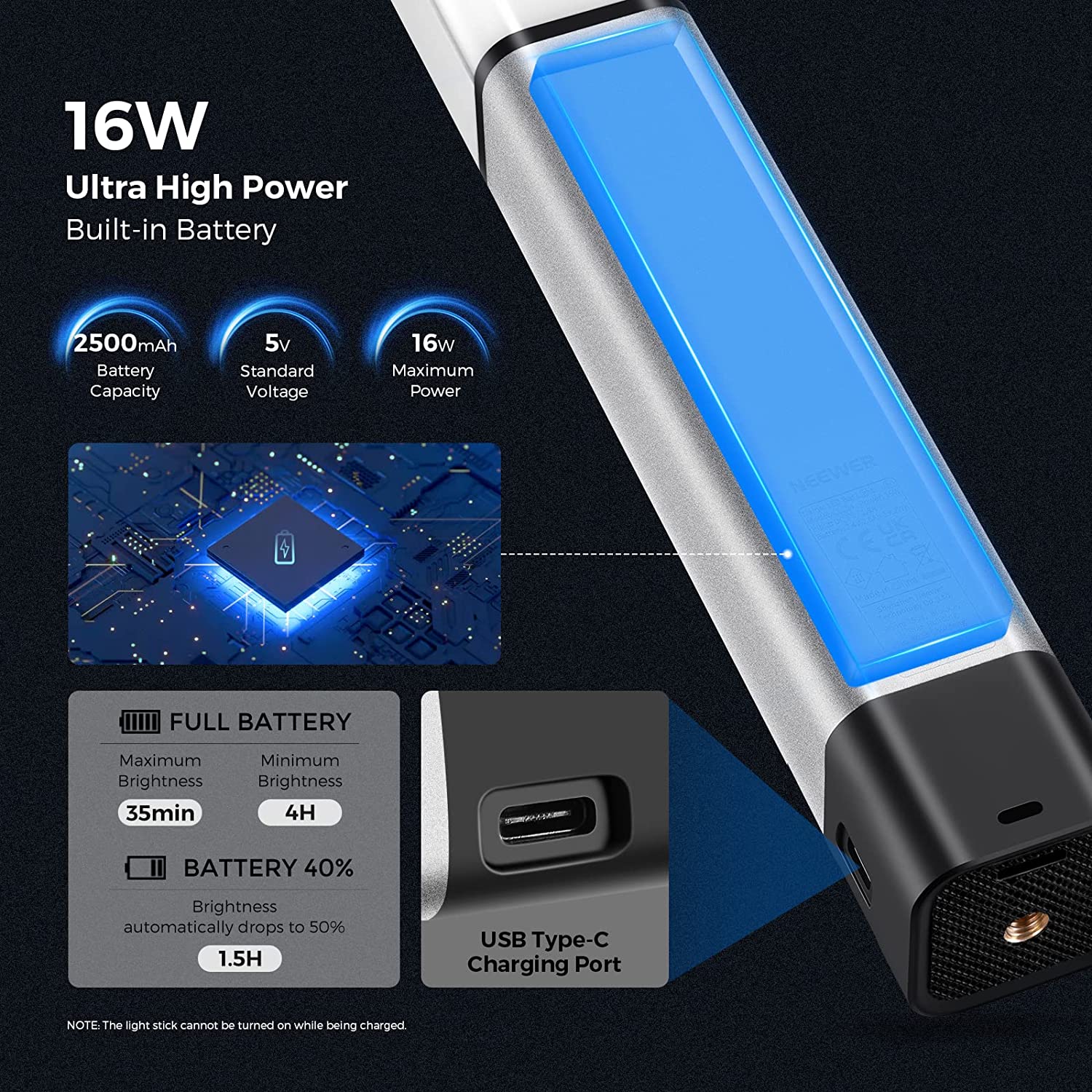 Lampa video portabila cu baterie 2500 mAh, Display LCD, 32005-5600K, 1500LUX, CRI 97+, Telecomanda, Dimabila, lumina foto NEEWER