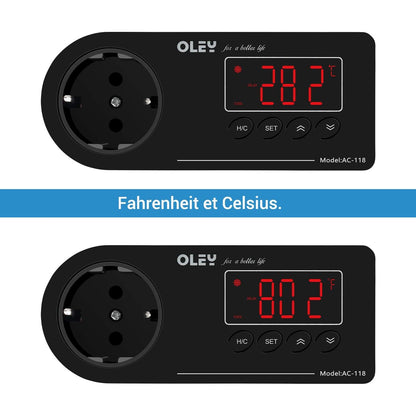 Priza smart, termostat pentru acvariu si terariu, iesire pentru racire sau incalzire, programabil, cu ecran LCD, cu senzor NTC impermeabil