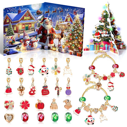 Calendar Advent 2025 pentru fete – Set bijuterii de craciun cu 24 de bratari si talismane, cadou pentru copii si adolescente 5-14 Ani, ideal pentru sarbatori