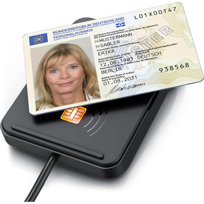 Cititor electronic carti de identitate cu Nfc, carduri inteligente si SIM, compatibil cu Mac OS X si Windows 11, pentru carte de identitate noua, card sanatate si carduri bancare