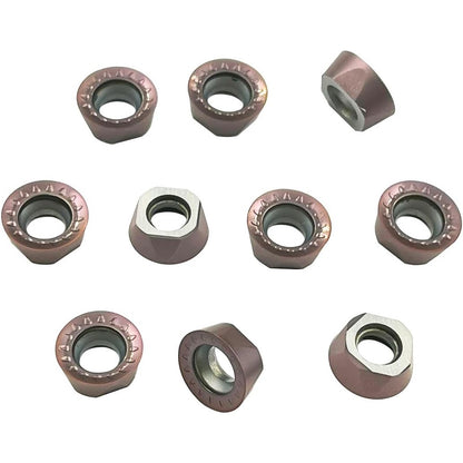 Set cutit de strung cu placute amovibile rotunde, 11 piese de strunjit din carbura RPMT10T3 MOE si bara de 16 mm/100 mm, multifunctional