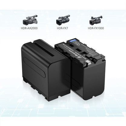 Set 2 acumulatori 8800mAh, Incarcator dublu cu LCD, compatibil cu Sony NP-F970 F960 F930 F950, Sony DCR-VX2100 DSR-PD150 DSR-PD170 HDR-AX2000 HDR-FX7 HDR-FX1000