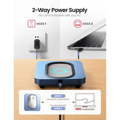 Mouse Jiggler mecanic VAYDEER, dispozitiv anti-sleep PC, mouse mover automat pentru mentinere calculator activ, platan rotativ compatibil orice mouse optic, 11 intervale reglabile, afisaj LED, butoane ON/OFF, alimentare USB, fara drivere, portabil