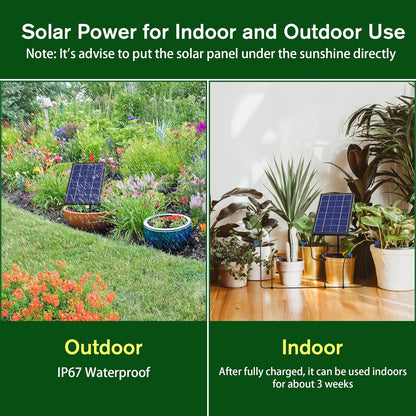 Sistem de irigare prin picurare cu panou solar, de 15 m, cu 15 aspersoare, 6 moduri de udare, alarma lipsa apa, impermeabil IP67, utilizare in interior/exterior, pentru balcon, gradina, sera
