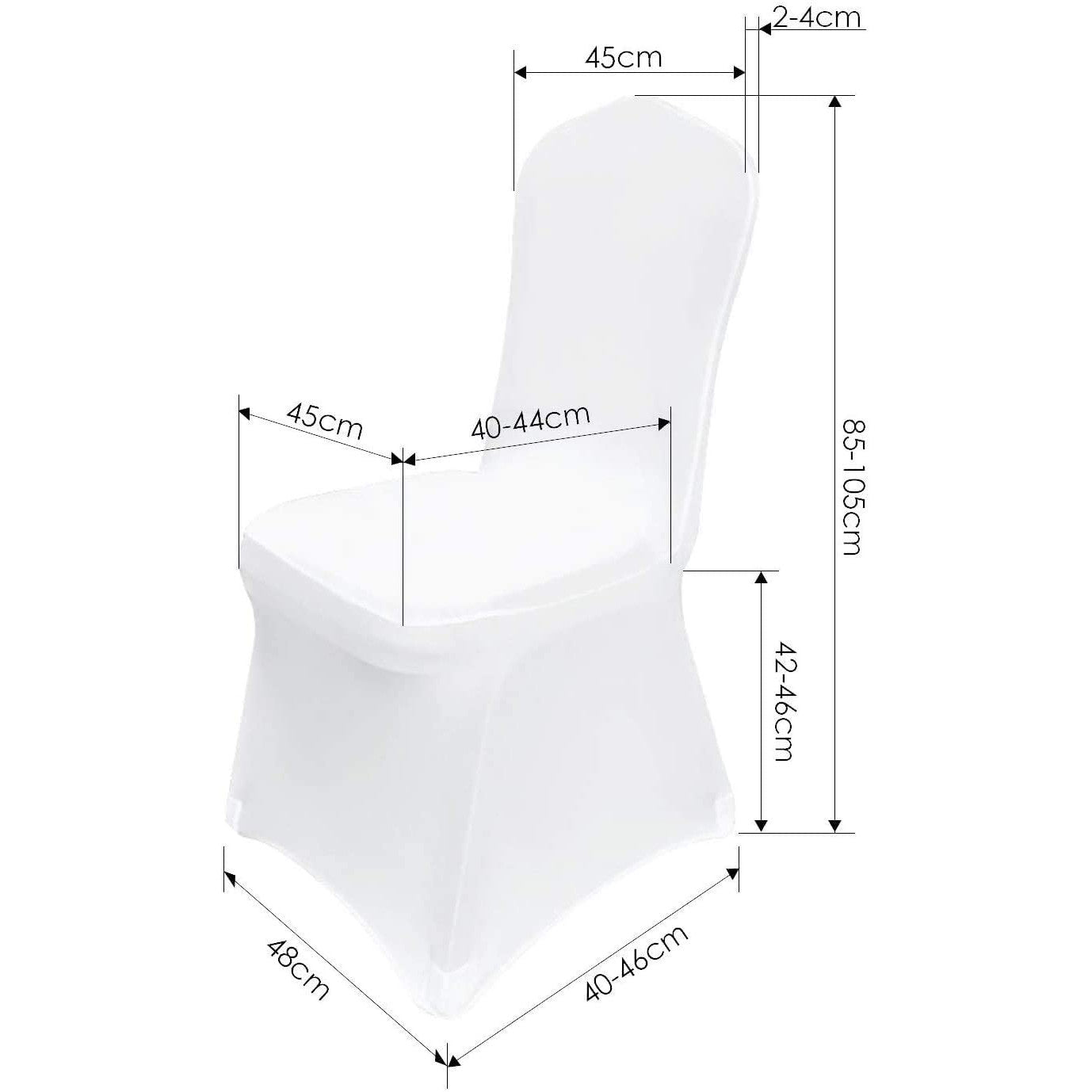 Set 50 de huse pentru scaune , Elastice, Din lycra, Albe