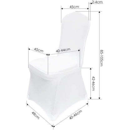 Set 50 de huse pentru scaune , Elastice, Din lycra, Albe