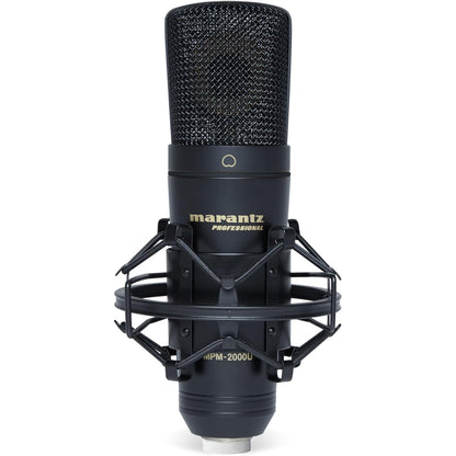 Microfon USB Marantz Professional MPM-2000U cu diafragma mare, calitate audio de studio, ideal pentru inregistrari profesionale, podcasturi, Streaming Twitch, YouTube, voce si instrumente acustice, include suport antisoc, cablu USB si geanta de transport