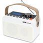 Radio portabil DAB/DAB+ & FM, Bluetooth 5.0, baterie reincarcabila 4000 mAh, afisaj LED, redare USB & card TF, Jack casti 3.5 mm, functie alarma, design compact cu curea, alb-crem