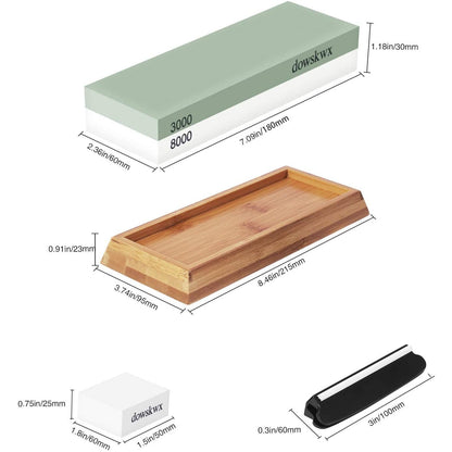 Piatra ascutit cutite 2-in-1, 3000/8000, cu suport din silicon antiderapant, pentru bucatarie, unelte, briceaguri
