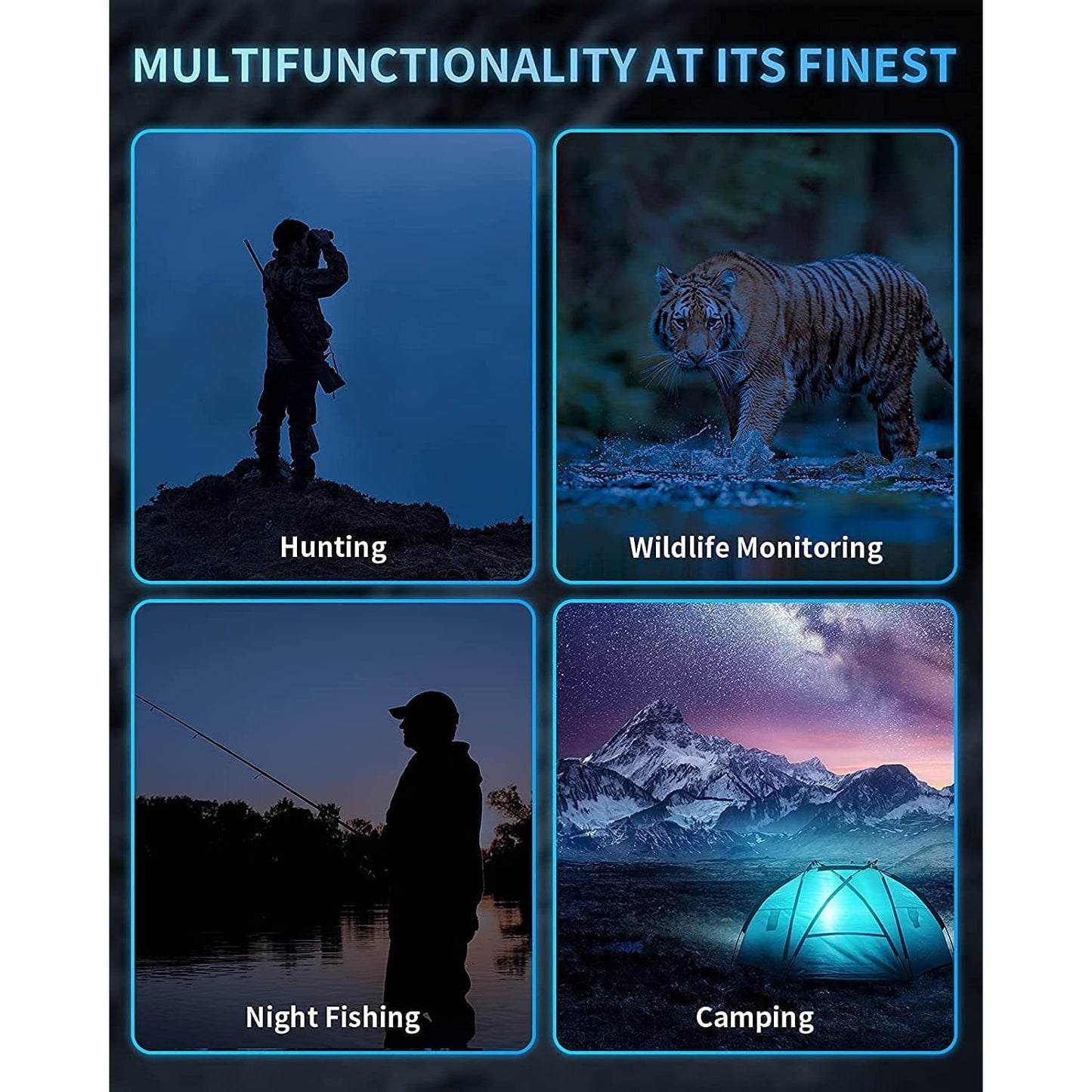 Binoclu digital nightvision cu ecran de 2.31inch, raza de actiune 300 m, infrarosu cu 7 nivele, mod de filmare HD si fotografiere, slot card, pentru vanatoare, observare pasari