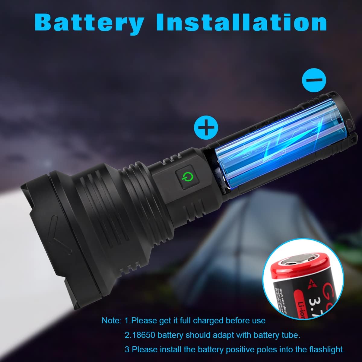 Lanterna LED WholeFire, din aluminiu, 100.000 lumeni, profesionala, acumulator inclus, 5 moduri iluminare, rezistenta la apa, incarcare USB, sursa XHP90, negru
