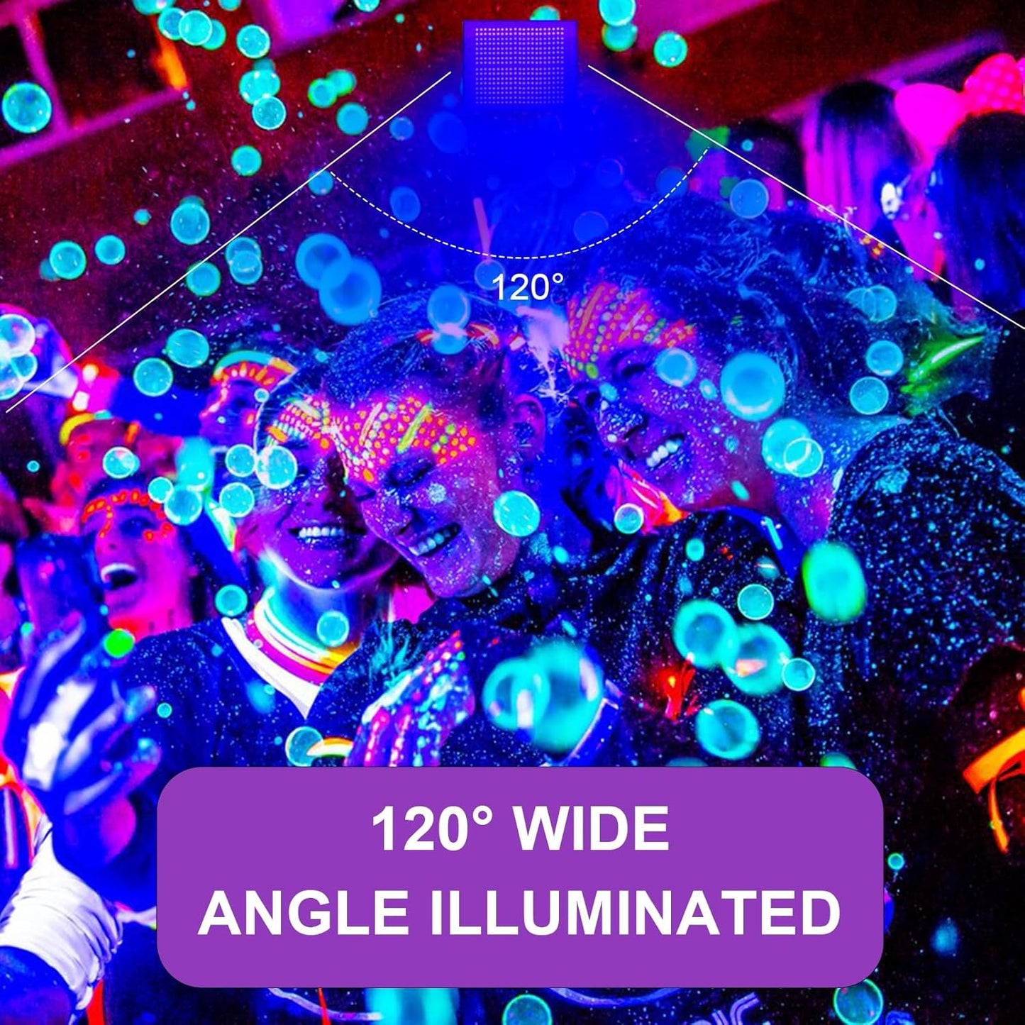 Set 2 proiectoare UV LED 300W IP66 395nm, lumina neagra 395 nm, IP66 impermeabil, SMD 2835, unghi 120°, carcasa aluminiu, suport reglabil 360°, pentru petreceri, cluburi, discoteca, bar, evenimente, lumina UV violet